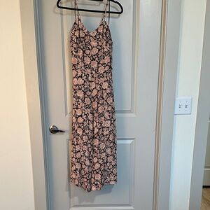 Dress Forum Black and Pink Floral Jumpsuit